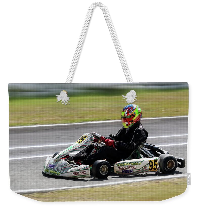 Wingham Go Karts Nsw Australia Weekender Tote Bag featuring the photograph Wingham Go karts 01 by Kevin Chippindall