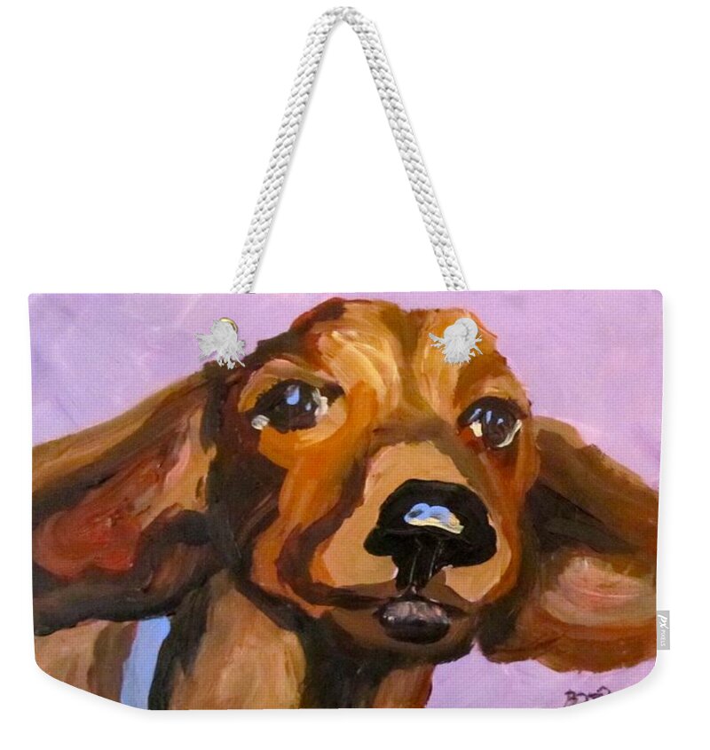 Dog Weekender Tote Bag featuring the painting Wings by Barbara O'Toole