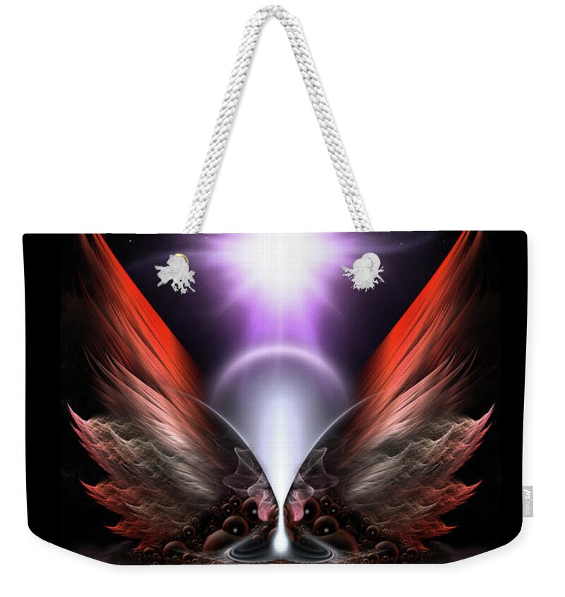 Wings Of Anthropils Weekender Tote Bag featuring the digital art Wings Of Anthropolis HC Fractal Composition by Rolando Burbon