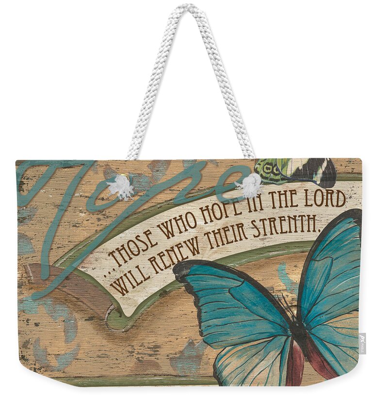 Butterfly Weekender Tote Bag featuring the painting Wings of Hope by Debbie DeWitt