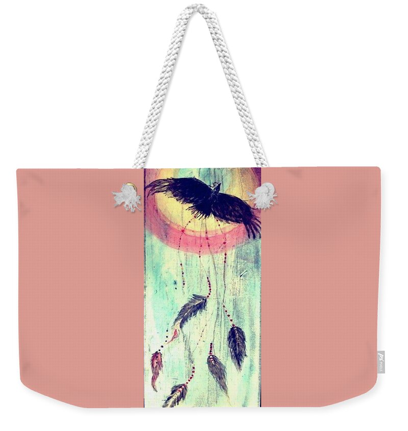 Raven Weekender Tote Bag featuring the painting Wings by 'REA' Gallery