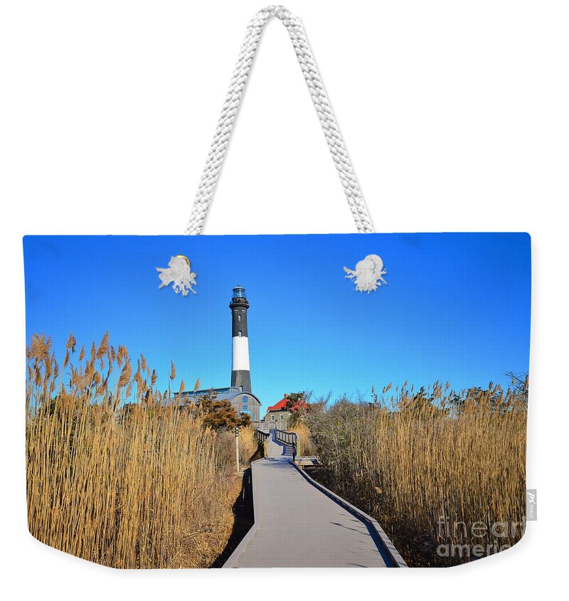 Featured Weekender Tote Bag featuring the photograph Winter Afternoon at the Fire island Lighthouse by Stacie Siemsen