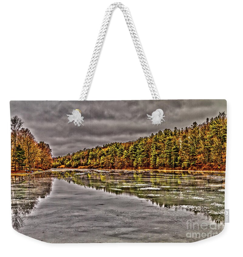 Winter Weekender Tote Bag featuring the photograph Winter at Pine Lake by William Norton