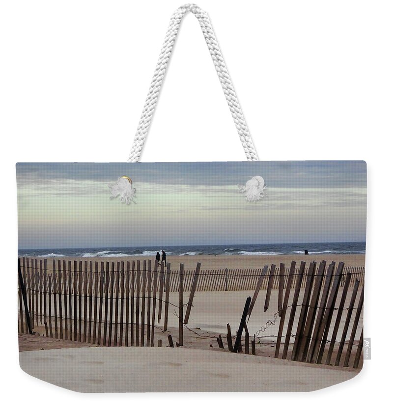 Winter Weekender Tote Bag featuring the photograph Winter at the beach by Mikki Cucuzzo