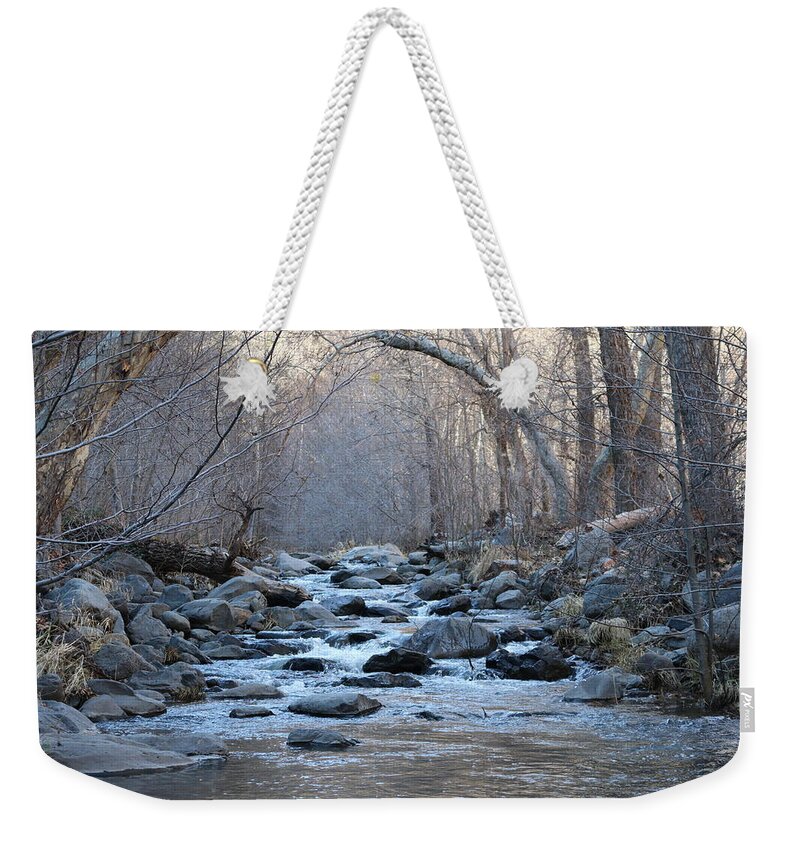Winter Creek Weekender Tote Bag featuring the photograph Winter Creek by Christy Pooschke