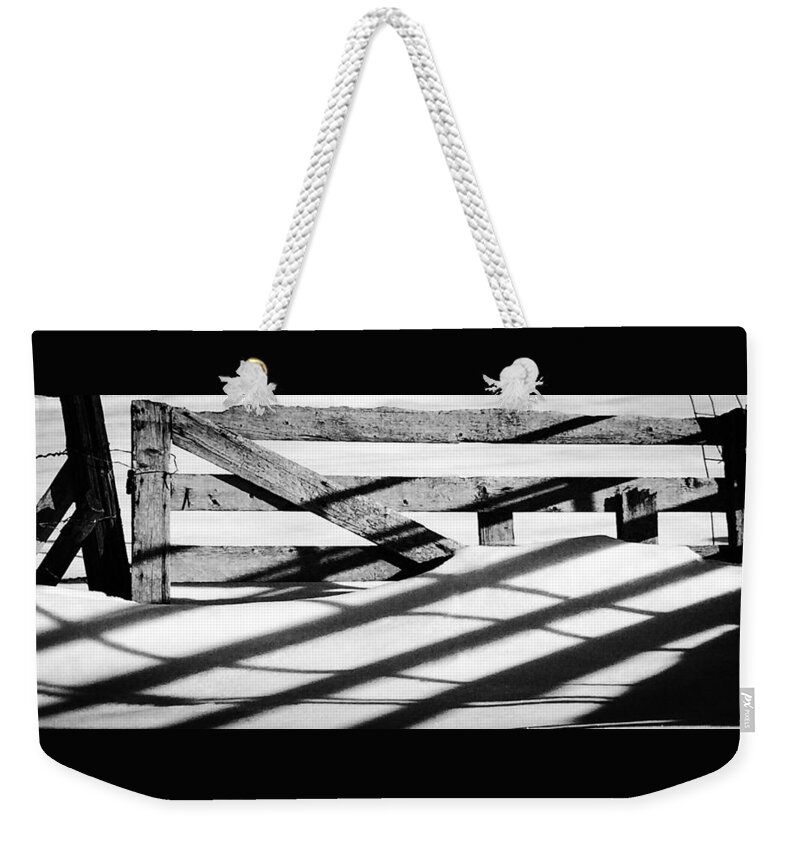 Fences Weekender Tote Bag featuring the painting Winter Fences by Jennifer Lake