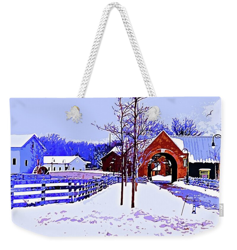 Winer Weekender Tote Bag featuring the painting Winter in the village by CHAZ Daugherty