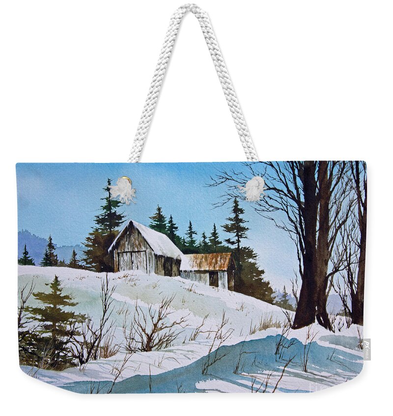 Winter Weekender Tote Bag featuring the painting Winter Landscape by James Williamson