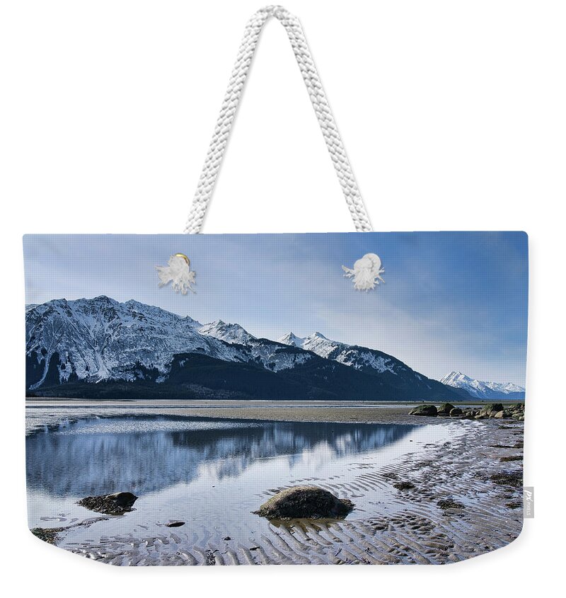 Alaska Weekender Tote Bag featuring the photograph Winter mountain reflections by Michele Cornelius
