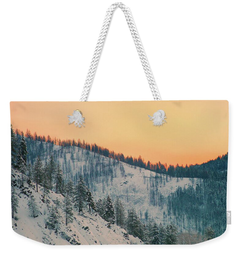 Mountain Weekender Tote Bag featuring the photograph Winter Mountainscape by Troy Stapek