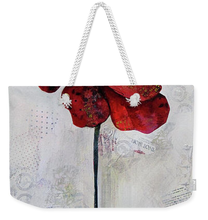 Winter Weekender Tote Bag featuring the painting Winter Poppy II by Shadia Derbyshire