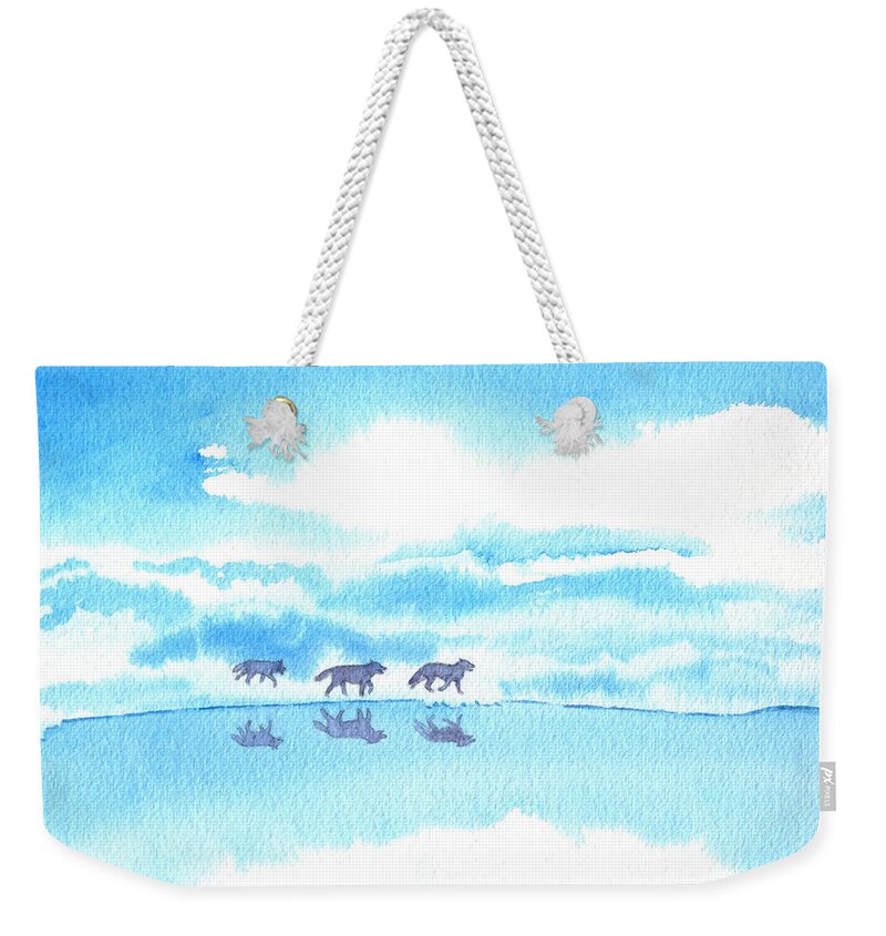 Winter Weekender Tote Bag featuring the painting Winter Reflection by Norman Klein