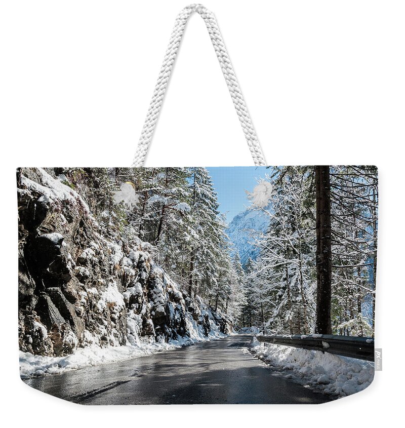 Landscape Weekender Tote Bag featuring the photograph Winter road by Sergey Simanovsky