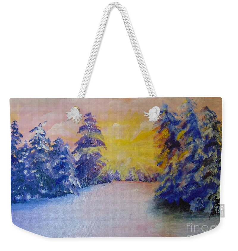 Winter Weekender Tote Bag featuring the painting Winter by Saundra Johnson