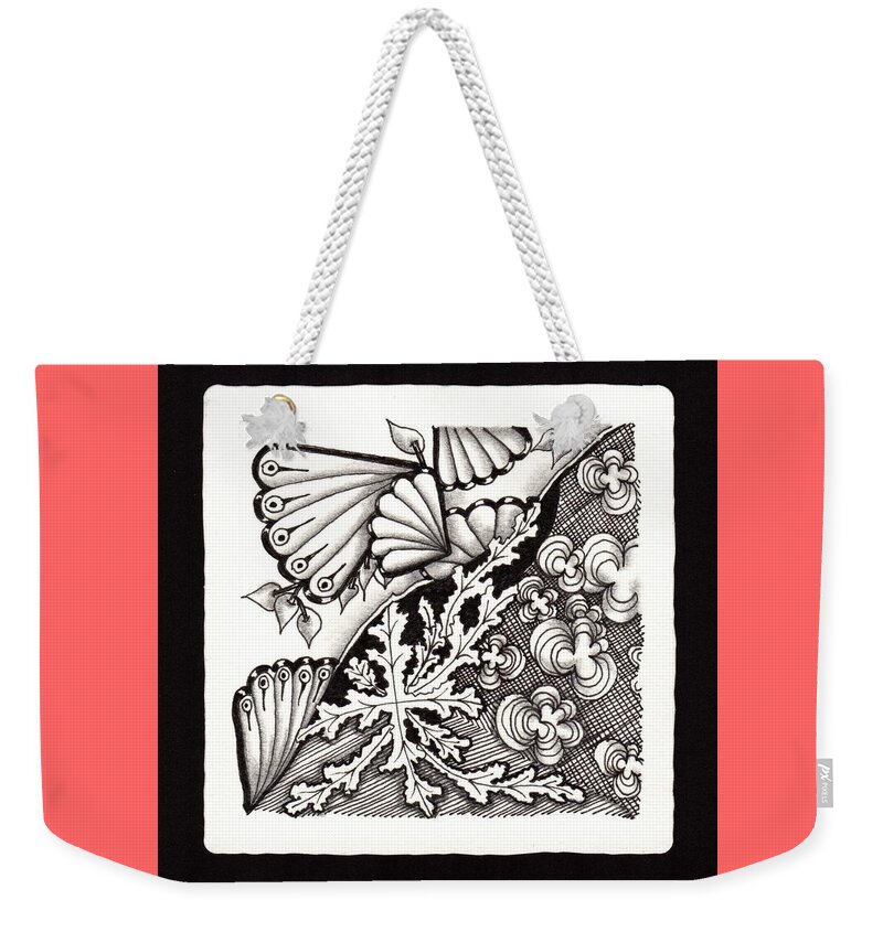 Zentangle Weekender Tote Bag featuring the drawing Winter Spring Summer 'n Fall by Jan Steinle
