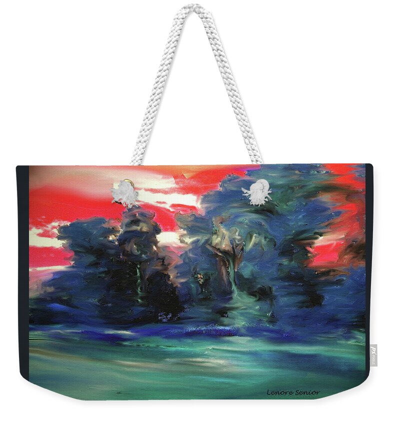 Minimal Weekender Tote Bag featuring the painting Winter Sunset by Lenore Senior