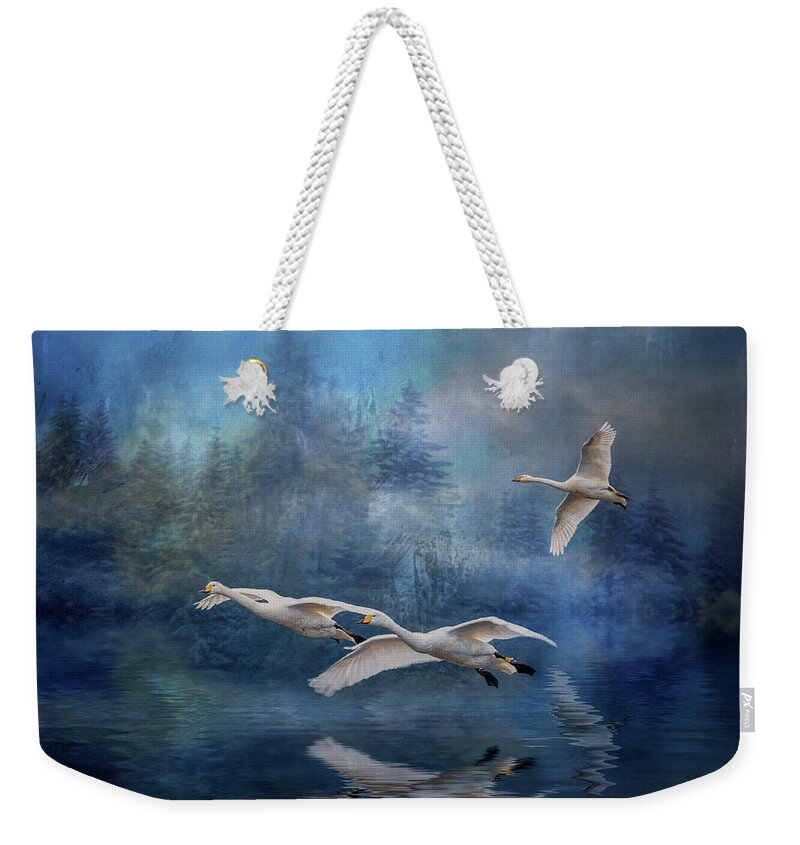 Swans Weekender Tote Bag featuring the photograph Winter Swans by Brian Tarr