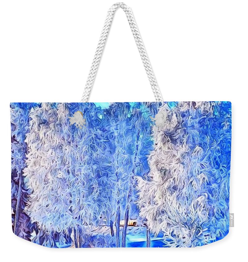 Trees Weekender Tote Bag featuring the digital art Winter Trees by Ronald Bissett