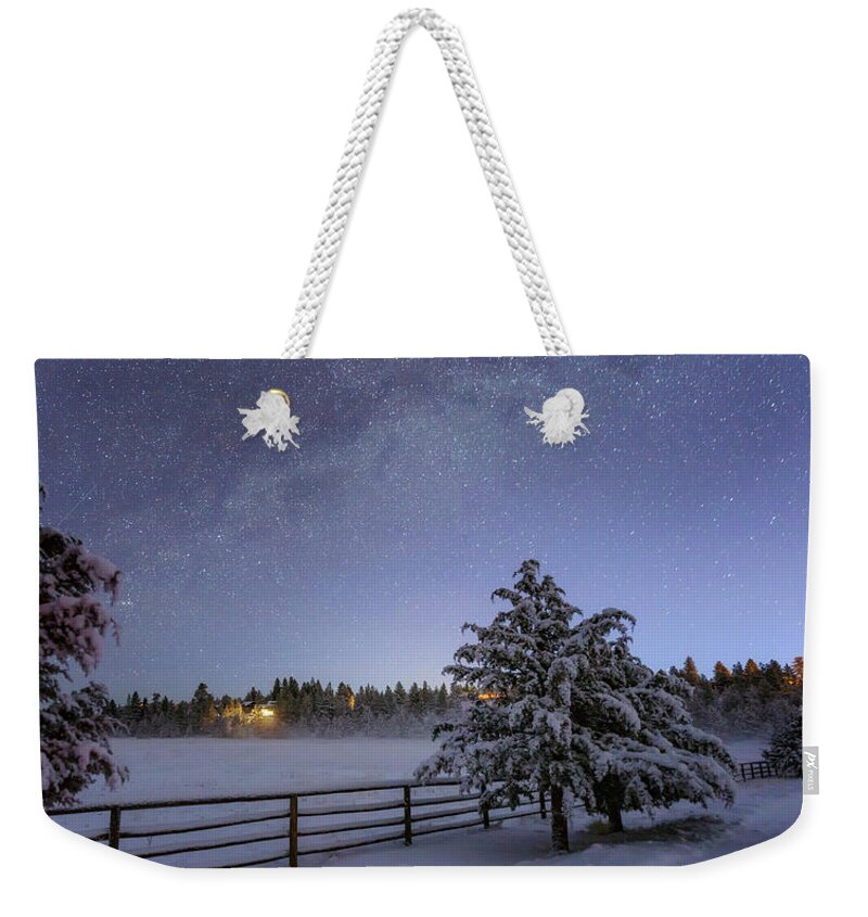 Snow Weekender Tote Bag featuring the photograph Winter Twilight by Cat Connor