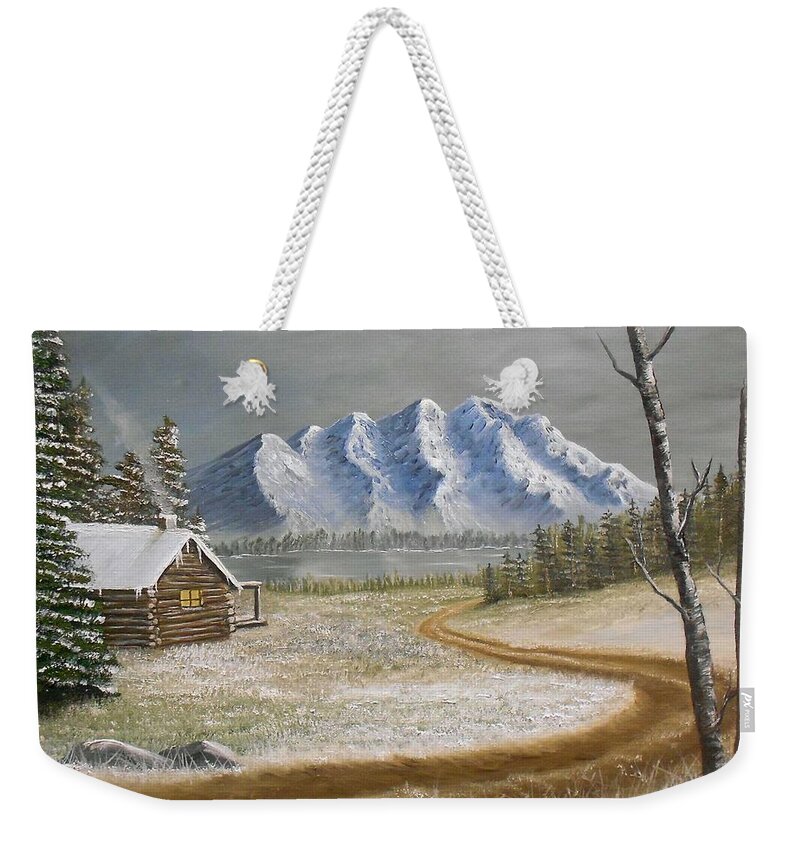 Winter Weekender Tote Bag featuring the painting Winter's Arrival by Sheri Keith