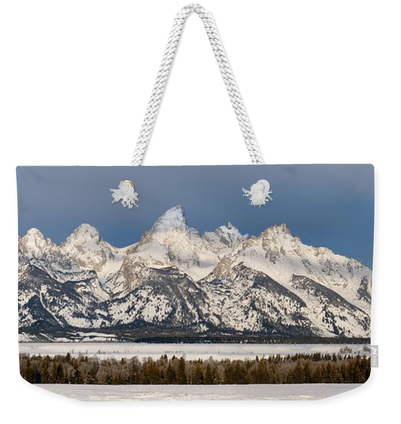 Grand Teton Weekender Tote Bag featuring the photograph Winter's Majesty by Sandra Bronstein