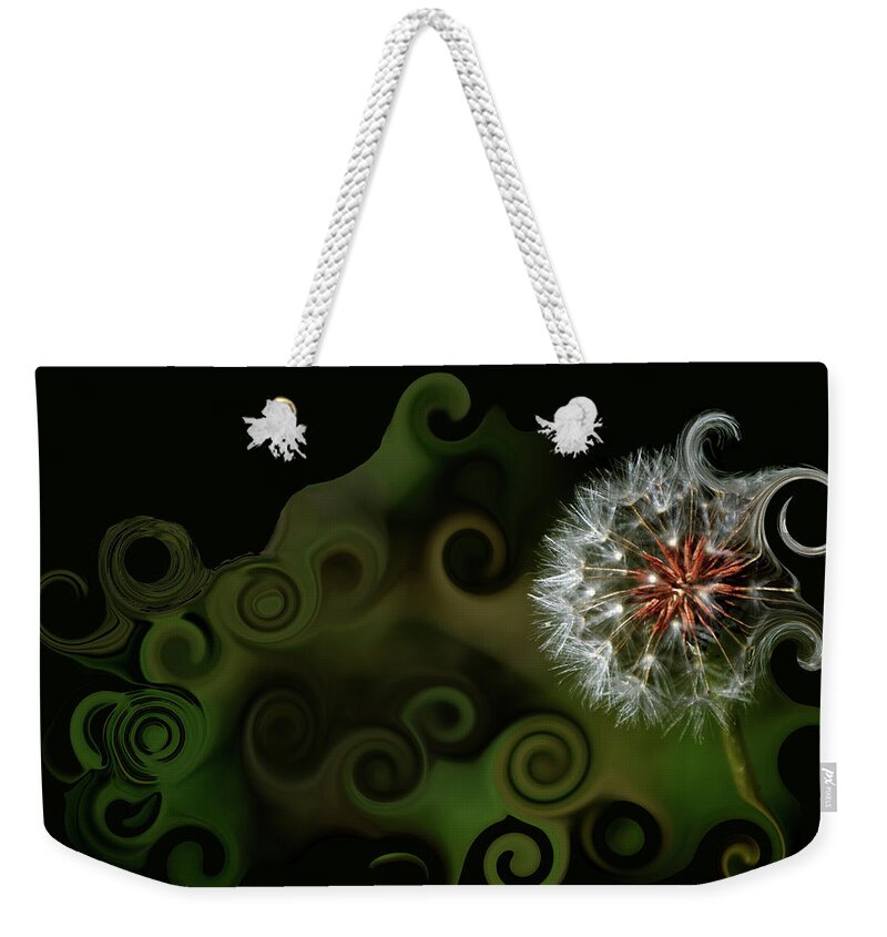 Dandelion Weekender Tote Bag featuring the mixed media WISH Dandelion Art by Lesa Fine by Lesa Fine
