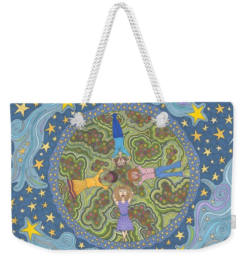 Falling Stars Weekender Tote Bag featuring the drawing Wish Upon A Star by Pamela Schiermeyer