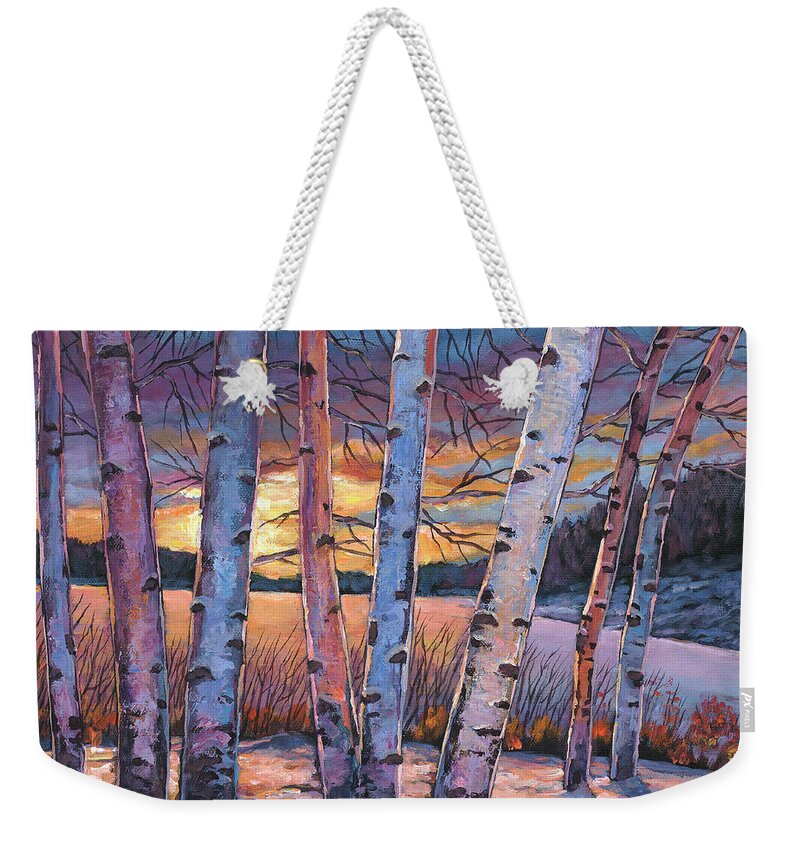 Winter Aspen Weekender Tote Bag featuring the painting Wish You Were Here by Johnathan Harris