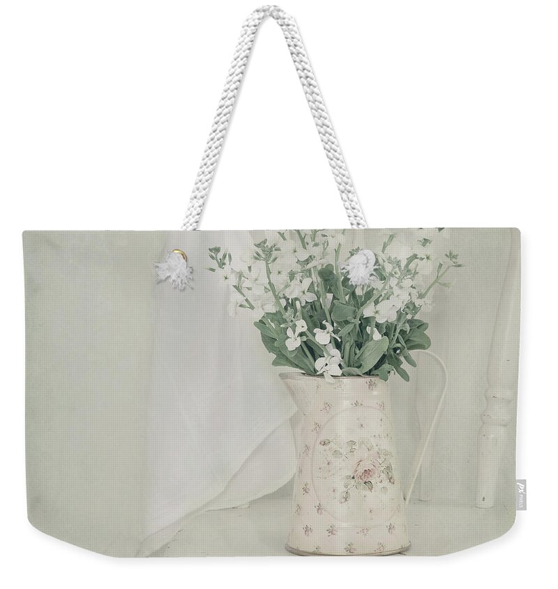 White Floral Weekender Tote Bag featuring the photograph With Love in My Heart by Kim Hojnacki