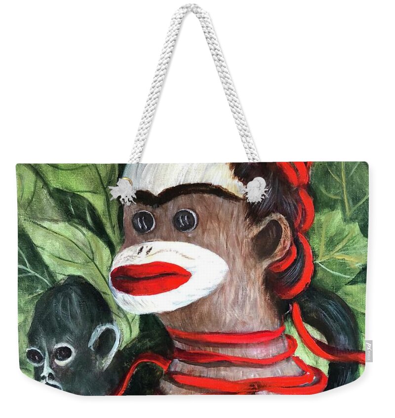 Frida Kahlo Weekender Tote Bag featuring the painting With Love to the Artist Frida Kahlo by Rand Burns