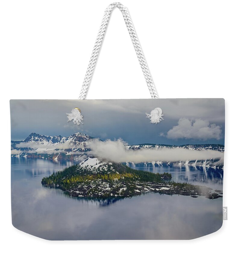 Wizard Island Weekender Tote Bag featuring the photograph Wizard Island by Mike Ronnebeck