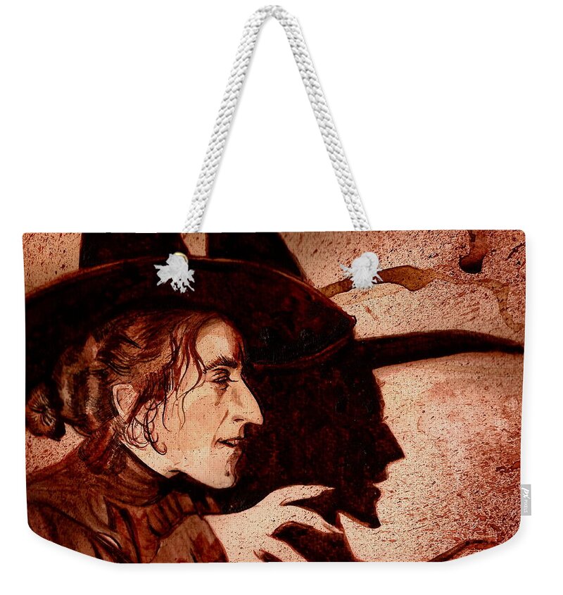 Ryan Almighty Weekender Tote Bag featuring the painting WIZARD OF OZ WICKED WITCH - dry blood by Ryan Almighty