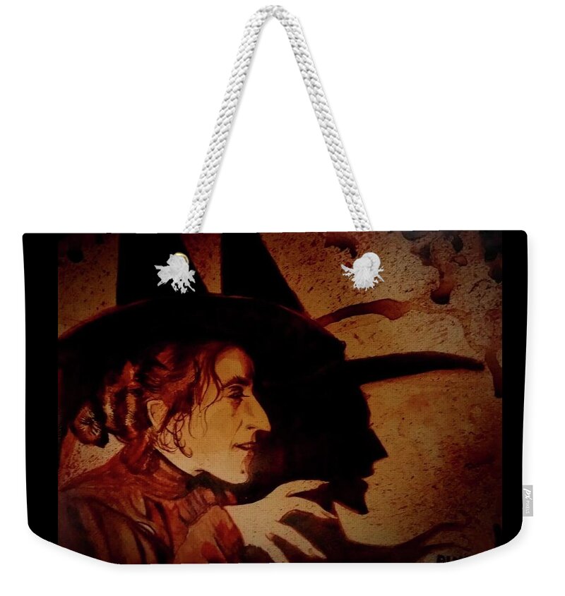 Ryan Almighty Weekender Tote Bag featuring the painting WIZARD OF OZ WICKED WITCH - fresh blood by Ryan Almighty