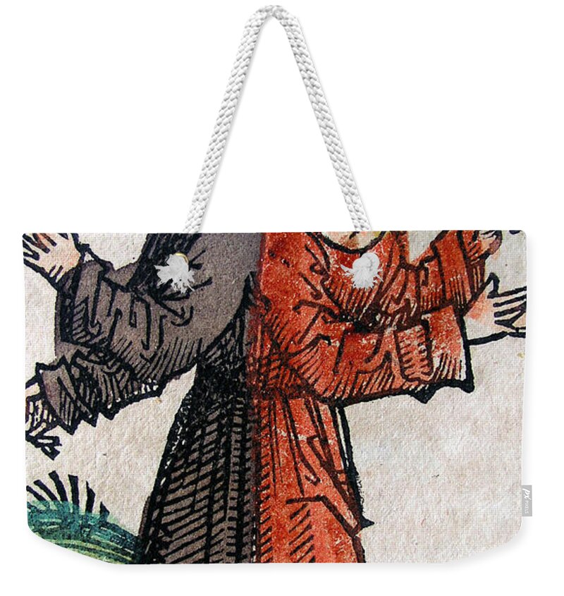 History Weekender Tote Bag featuring the photograph Wolf Boy, Nuremberg Chronicle, 1493 by Science Source