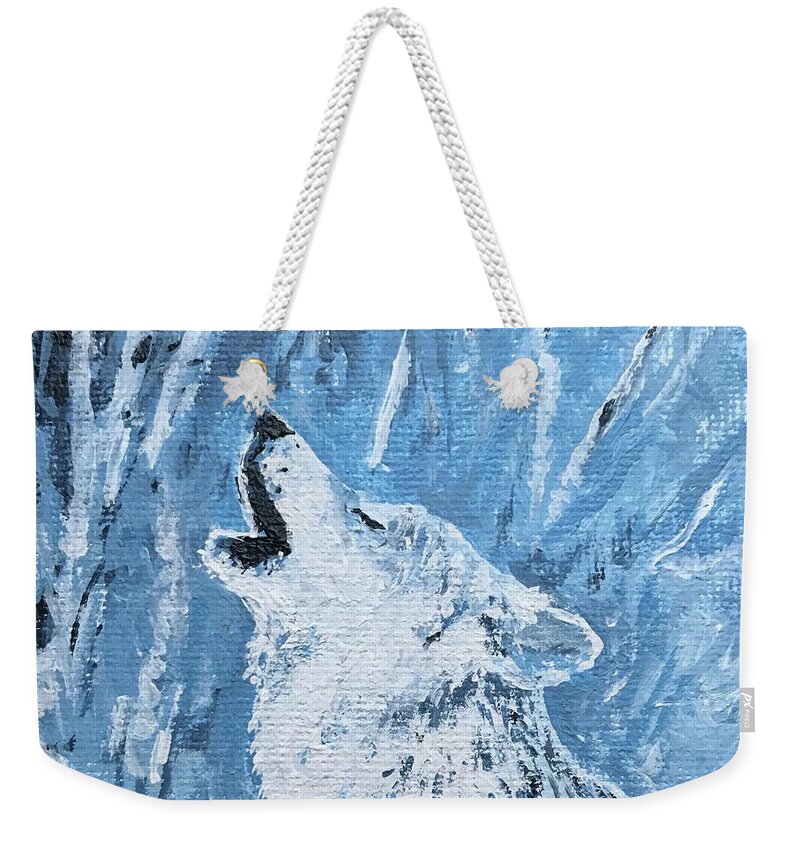 Wolf Weekender Tote Bag featuring the painting Wolf of the Tetons by ML McCormick
