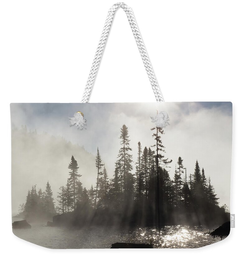 Autumn Weekender Tote Bag featuring the photograph Wolf River, an early autumn morning by Jakub Sisak