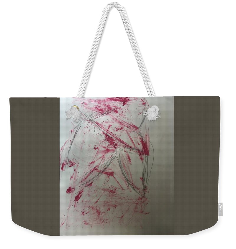 Abstract Weekender Tote Bag featuring the mixed media Woman in Wild Grasses by Judith Redman