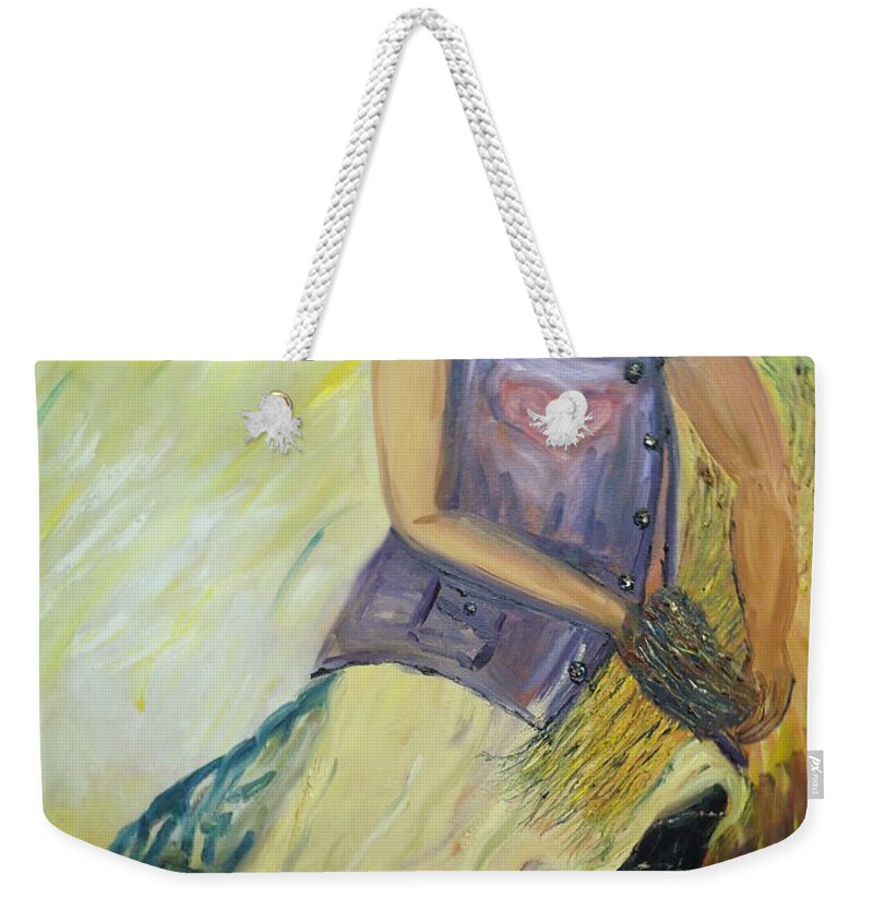 Hat Weekender Tote Bag featuring the painting Woman of Wheat by Randolph Gatling