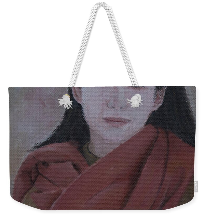 Portrait Weekender Tote Bag featuring the painting Woman With Scarf by Masami Iida