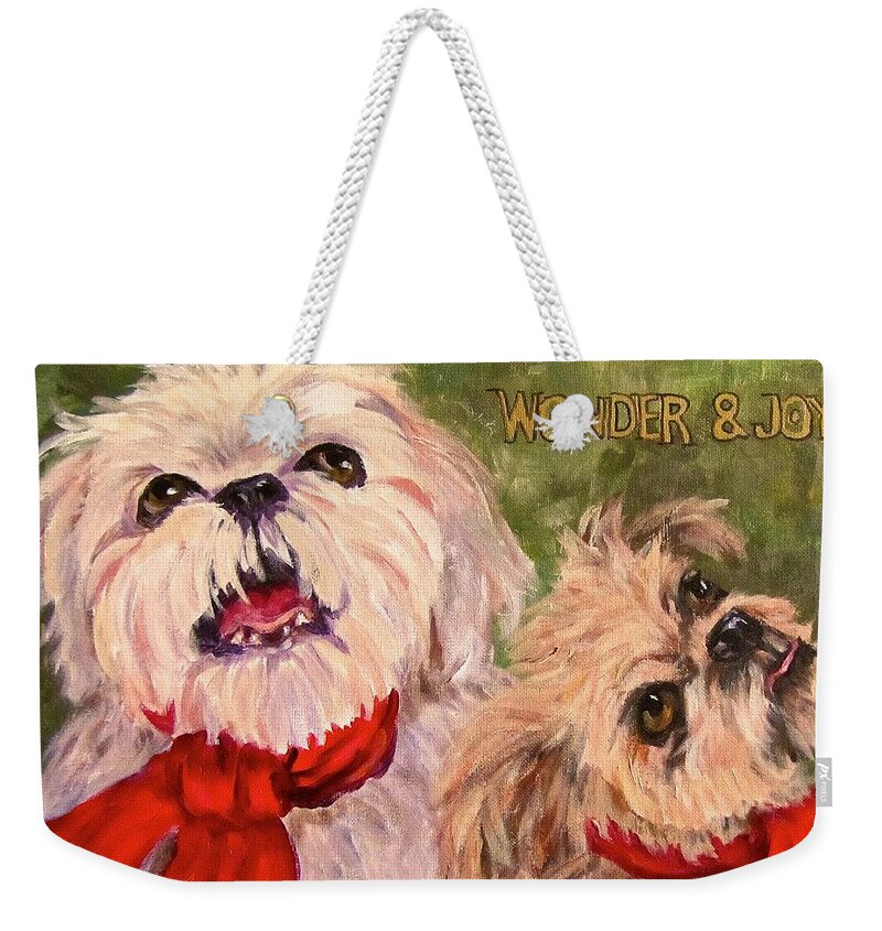 Dogs Weekender Tote Bag featuring the painting Wonder and Joy by Barbara O'Toole