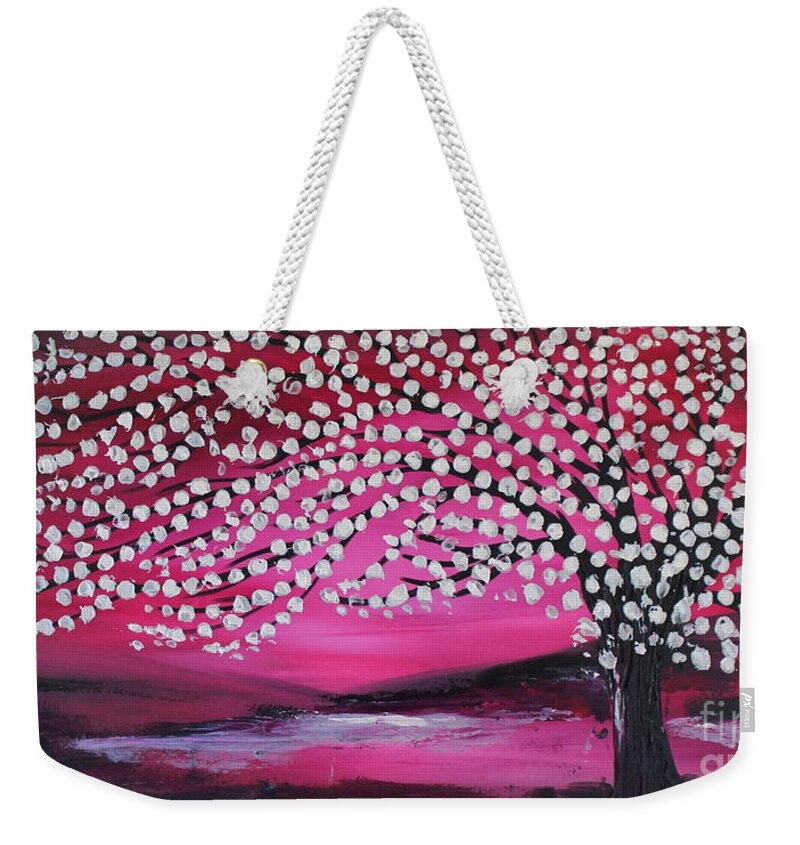 Magenta Weekender Tote Bag featuring the painting Wonderland by Preethi Mathialagan