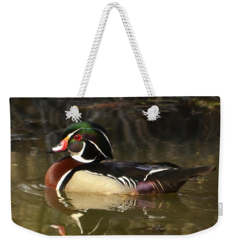 Duck Weekender Tote Bag featuring the photograph Wood Duck 02 by Ann Bridges