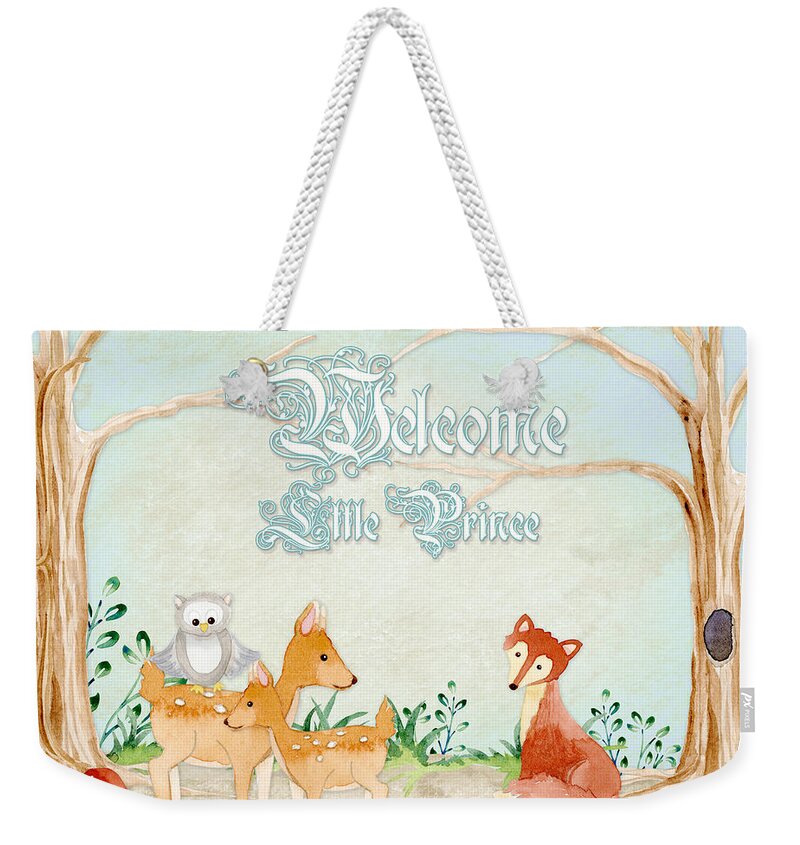Woodchuck Weekender Tote Bag featuring the painting Woodland Fairy Tale - Welcome Little Prince by Audrey Jeanne Roberts