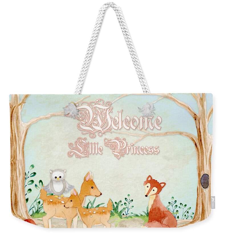 Woodchuck Weekender Tote Bag featuring the painting Woodland Fairy Tale - Welcome Little Princess by Audrey Jeanne Roberts