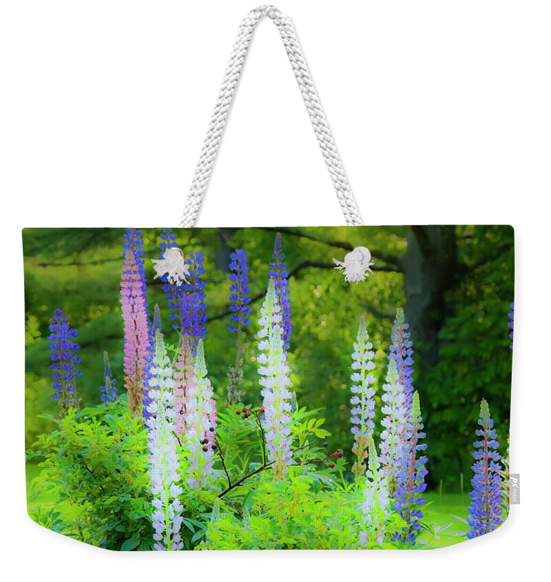 Lupines Weekender Tote Bag featuring the photograph Woodland Fantasy by Jeff Cooper