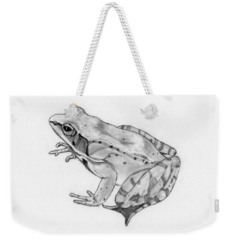 Frog Weekender Tote Bag featuring the drawing Woody by George Sonner