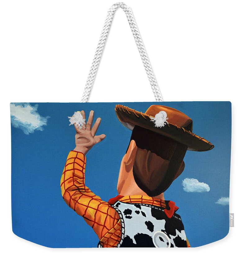 Toy Story Weekender Tote Bag featuring the painting Woody of Toy Story by Paul Meijering