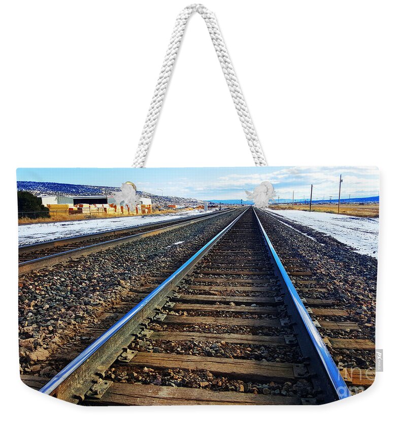 Southwest Landscape Weekender Tote Bag featuring the photograph Working on the railroad by Robert WK Clark