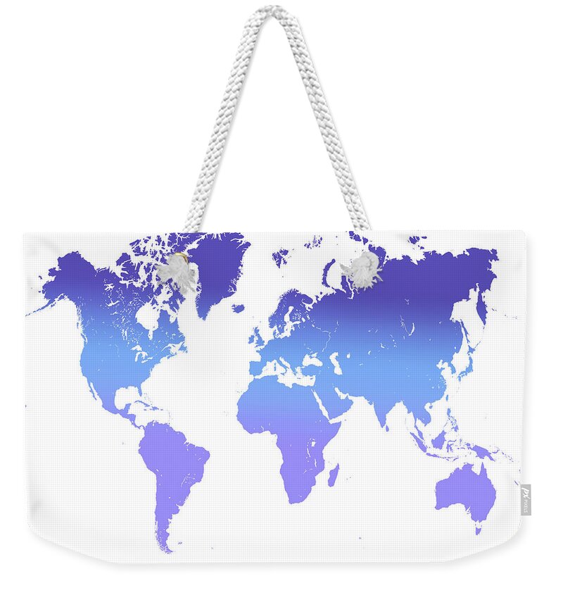 Jenny Rainbow Fine Art Photography Weekender Tote Bag featuring the photograph World Map Abstract. Blue Purple by Jenny Rainbow