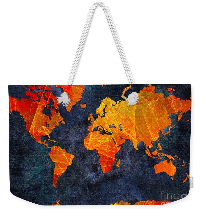 Abstract Weekender Tote Bag featuring the digital art World Map - Elegance Of The Sun - Fractal - Abstract - Digital Art 2 by Andee Design